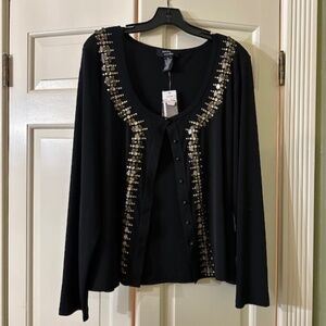 Sandra & Andre Black Cardigan with Designs, Size XL, Excellent Condition!!!
